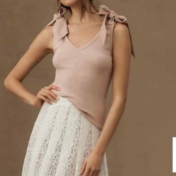 Maeve Faux Leather Bow Strap Tank NWOT - Picture 2 of 5